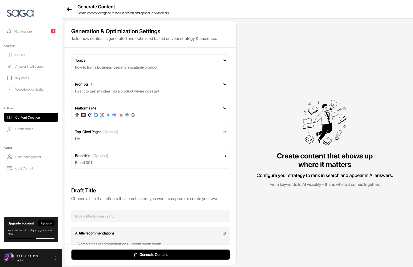 AEO Content Generation Dashboard