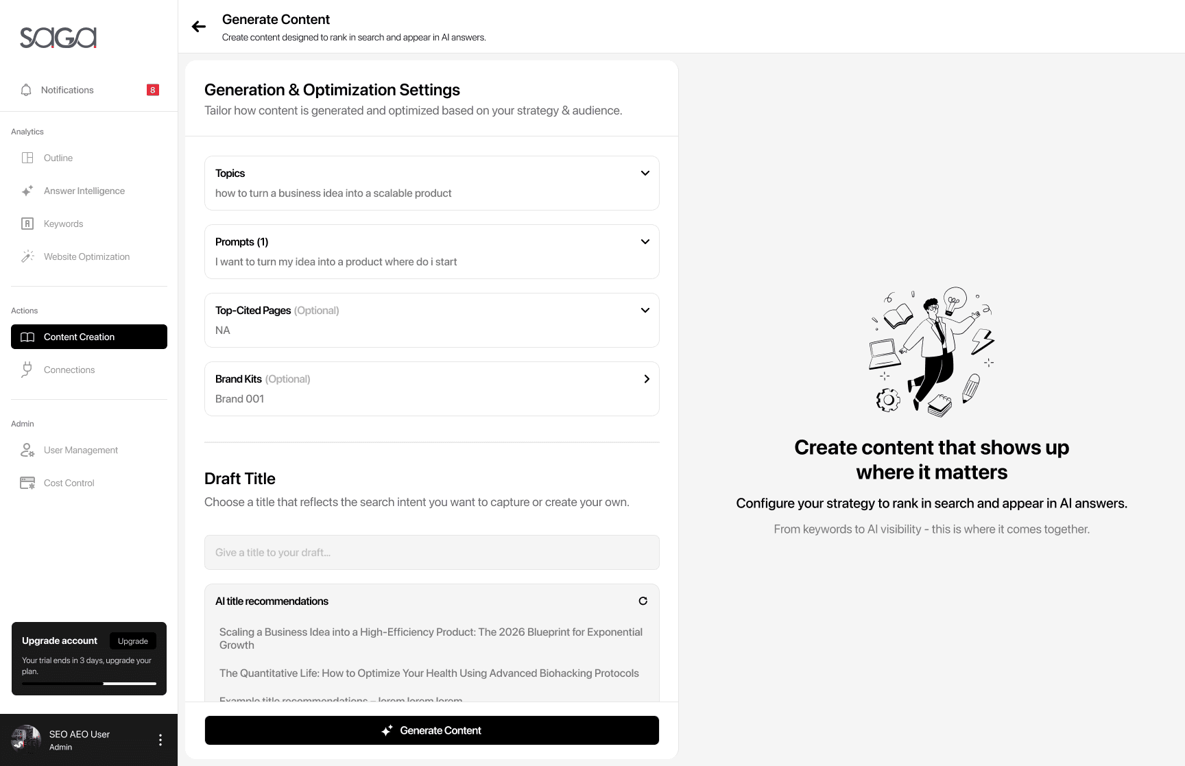 SEO Content Generation Dashboard